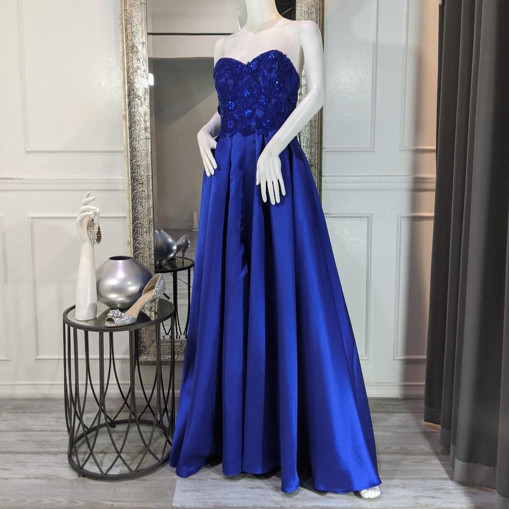 Royal Blue Formal Evening Prom Dress Gown